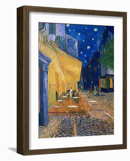 Cafe-terrace at night (Place du forum in Arles). Oil on canvas (1888) Cat. 232.-Vincent van Gogh-Framed Giclee Print