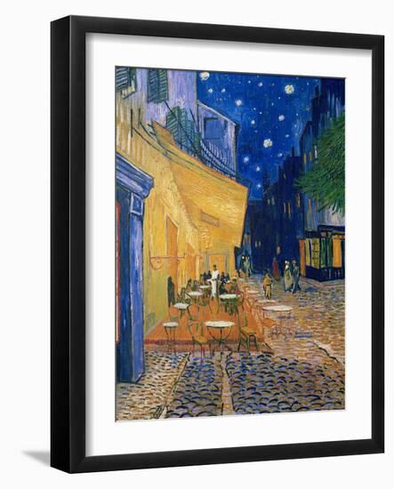 Cafe-terrace at night (Place du forum in Arles). Oil on canvas (1888) Cat. 232.-Vincent van Gogh-Framed Giclee Print