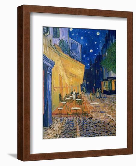 Cafe-terrace at night (Place du forum in Arles). Oil on canvas (1888) Cat. 232.-Vincent van Gogh-Framed Giclee Print