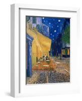 Cafe-terrace at night (Place du forum in Arles). Oil on canvas (1888) Cat. 232.-Vincent van Gogh-Framed Giclee Print