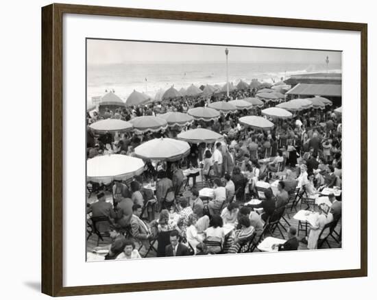 Café Terrace in Deauville, France (1948)-null-Framed Photographic Print