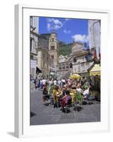 Cafes and Cathedral, Amalfi, Amalfi Coast, Campania, Italy, Europe-Gavin Hellier-Framed Photographic Print