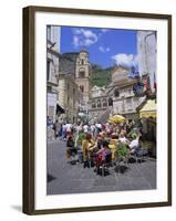 Cafes and Cathedral, Amalfi, Amalfi Coast, Campania, Italy, Europe-Gavin Hellier-Framed Photographic Print
