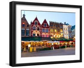 Cafes in Marketplace in Downtown Bruges, Belgium-Bill Bachmann-Framed Premium Photographic Print