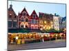 Cafes in Marketplace in Downtown Bruges, Belgium-Bill Bachmann-Mounted Premium Photographic Print
