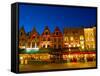 Cafes in Marketplace in Downtown Bruges, Belgium-Bill Bachmann-Framed Stretched Canvas