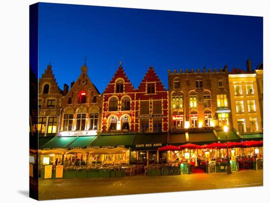 Cafes in Marketplace in Downtown Bruges, Belgium-Bill Bachmann-Stretched Canvas