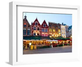 Cafes in Marketplace in Downtown Bruges, Belgium-Bill Bachmann-Framed Photographic Print