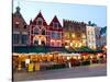 Cafes in Marketplace in Downtown Bruges, Belgium-Bill Bachmann-Stretched Canvas