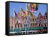 Cafes in the Main Town Square, Bruges, Belgium-Gavin Hellier-Framed Stretched Canvas