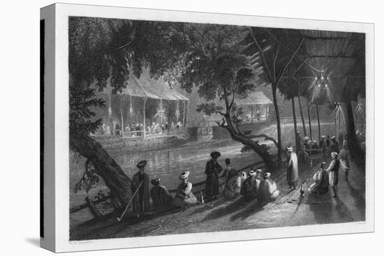 Cafes on a Branch of the Barrada River (The Ancient Pharpa), Damascus, Syria, 1841-S Smith-Stretched Canvas