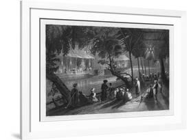 Cafes on a Branch of the Barrada River (The Ancient Pharpa), Damascus, Syria, 1841-S Smith-Framed Giclee Print