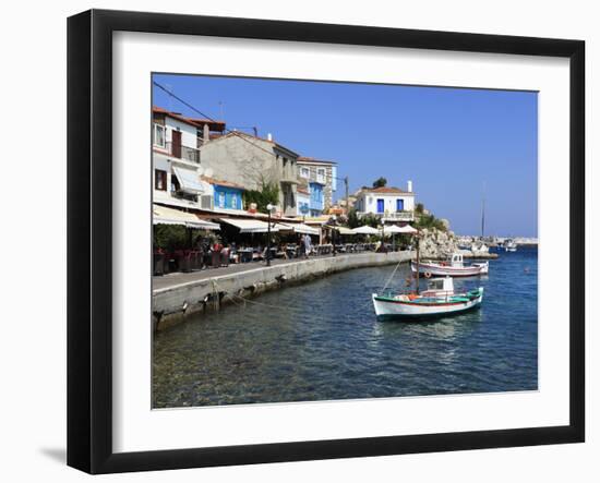 Cafes on Harbour, Kokkari, Samos, Aegean Islands, Greece-Stuart Black-Framed Photographic Print