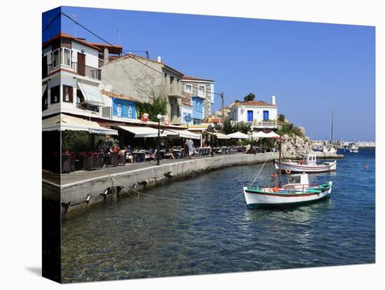 Cafes on Harbour, Kokkari, Samos, Aegean Islands, Greece-Stuart Black-Stretched Canvas