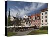 Cafes on Livu Lukums Square, Vecriga, Old Riga, Latvia-Walter Bibikow-Stretched Canvas