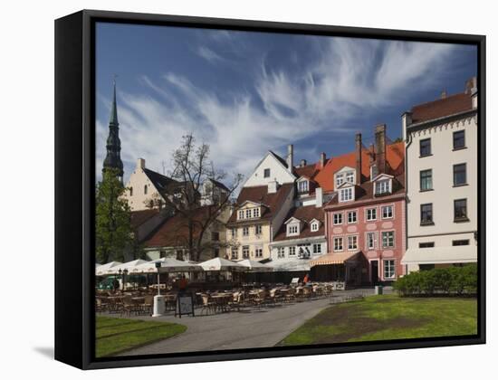 Cafes on Livu Lukums Square, Vecriga, Old Riga, Latvia-Walter Bibikow-Framed Stretched Canvas