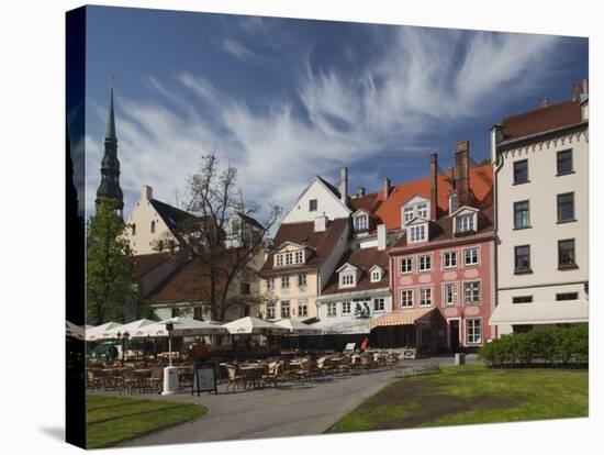 Cafes on Livu Lukums Square, Vecriga, Old Riga, Latvia-Walter Bibikow-Stretched Canvas