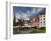 Cafes on Livu Lukums Square, Vecriga, Old Riga, Latvia-Walter Bibikow-Framed Photographic Print