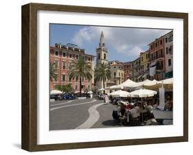 Cafes on Piazza Garibaldi, Lerici, Liguria, Italy-null-Framed Photographic Print