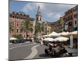 Cafes on Piazza Garibaldi, Lerici, Liguria, Italy-null-Mounted Photographic Print
