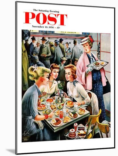 "Cafeteria Dieter" Saturday Evening Post Cover, November 10, 1956-Constantin Alajalov-Mounted Giclee Print
