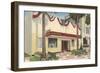 Cafeteria Wtih Bunting-null-Framed Art Print