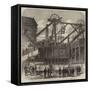 Cage Thrown Up into the Head-Gear at the Pit's Mouth by the Explosion at the Oaks Colliery-null-Framed Stretched Canvas