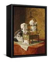 Caged Kittens-Henriette Ronner-Knip-Framed Stretched Canvas