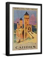 Cahors, France - View of the Valentra Bridge, Paris and Olreans Railway Postcard, c.1928-Lantern Press-Framed Art Print