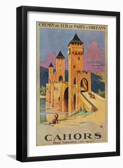 Cahors, France - View of the Valentra Bridge, Paris and Olreans Railway Postcard, c.1928-Lantern Press-Framed Art Print