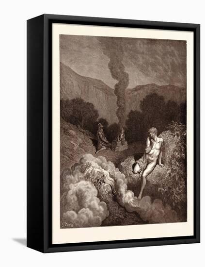 Cain and Abel Offering their Sacrifices-Gustave Dore-Framed Stretched Canvas