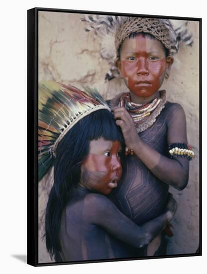 Caipo Indian Children, Xingu River, Brazil-null-Framed Stretched Canvas