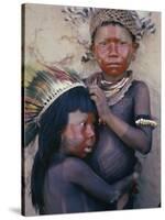Caipo Indian Children, Xingu River, Brazil-null-Stretched Canvas