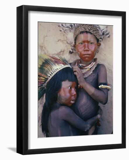 Caipo Indian Children, Xingu River, Brazil-null-Framed Premium Photographic Print