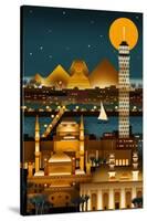 Cairo, Egypt - Retro Skyline (no text)-Lantern Press-Stretched Canvas