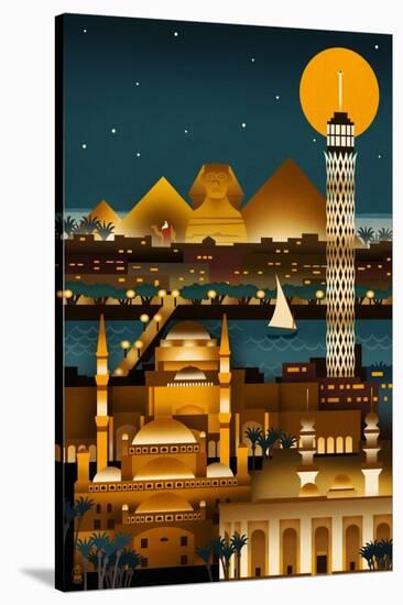 Cairo, Egypt - Retro Skyline (no text)-Lantern Press-Stretched Canvas