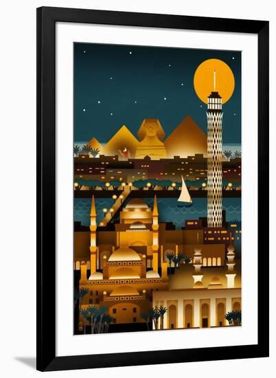 Cairo, Egypt - Retro Skyline (no text)-Lantern Press-Framed Art Print