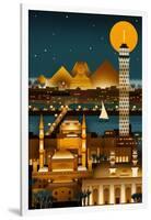 Cairo, Egypt - Retro Skyline (no text)-Lantern Press-Framed Art Print