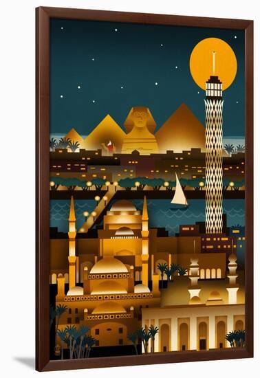 Cairo, Egypt - Retro Skyline (no text)-Lantern Press-Framed Art Print