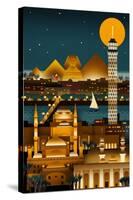 Cairo, Egypt - Retro Skyline (no text)-Lantern Press-Stretched Canvas