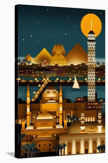 Cairo, Egypt - Retro Skyline (no text)-Lantern Press-Stretched Canvas