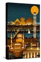 Cairo, Egypt - Retro Skyline (no text)-Lantern Press-Stretched Canvas