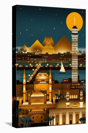 Cairo, Egypt - Retro Skyline (no text)-Lantern Press-Stretched Canvas