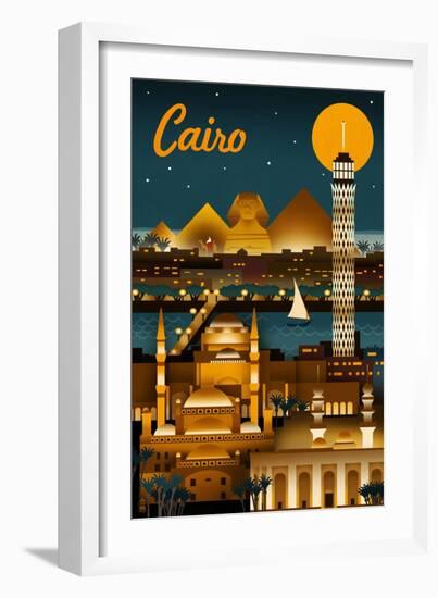 Cairo, Egypt - Retro Skyline-Lantern Press-Framed Art Print
