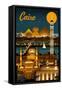 Cairo, Egypt - Retro Skyline-Lantern Press-Framed Stretched Canvas