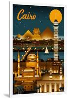 Cairo, Egypt - Retro Skyline-Lantern Press-Framed Art Print