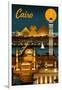 Cairo, Egypt - Retro Skyline-Lantern Press-Framed Art Print