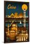 Cairo, Egypt - Retro Skyline-Lantern Press-Framed Art Print