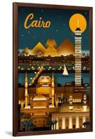 Cairo, Egypt - Retro Skyline-Lantern Press-Framed Art Print