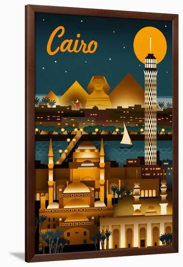 Cairo, Egypt - Retro Skyline-Lantern Press-Framed Art Print